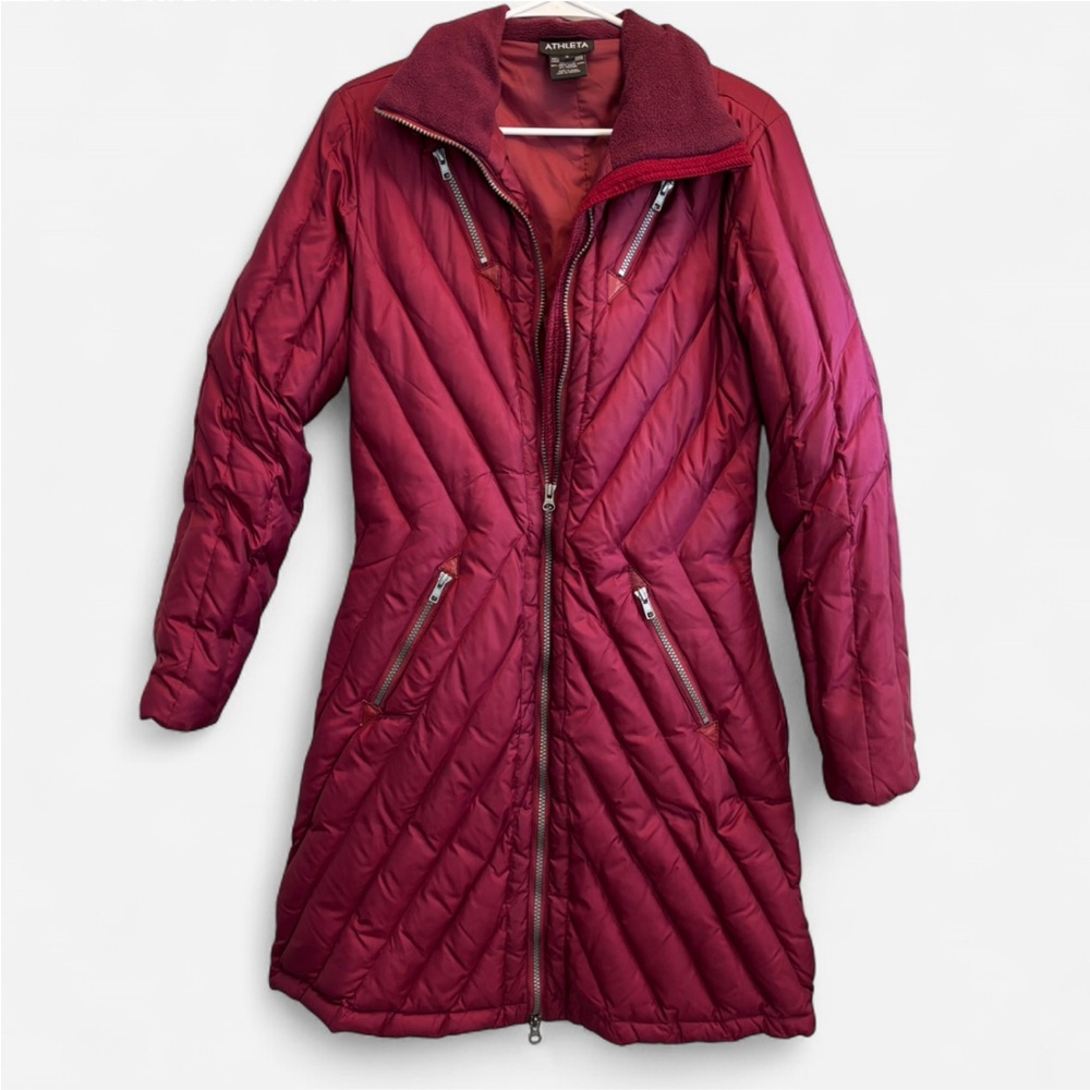 Athleta Women's Deep Red Quilted Puffer Coat